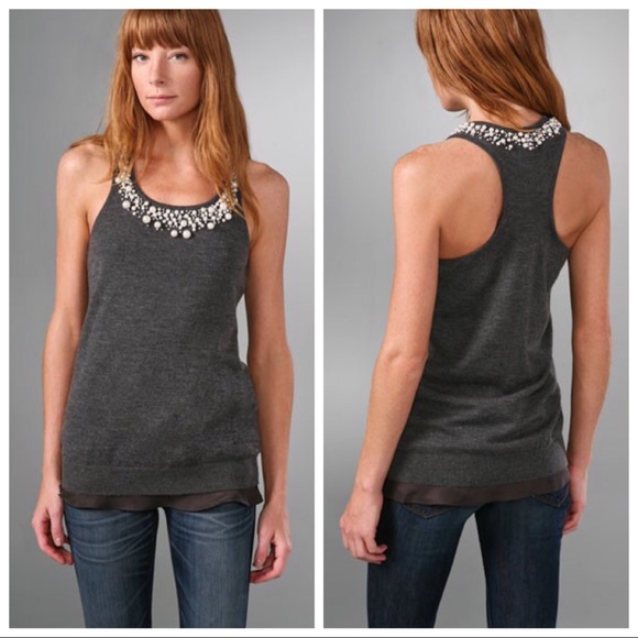 ROBERT Rodriguez Pearl Trim Cashmere Tank - Picture 7 of 7